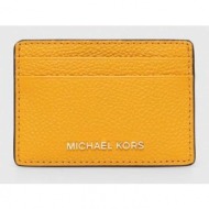 δερμάτινη θήκη για κάρτες michael michael kors χρώμα: κίτρινο φυσικό δέρμα