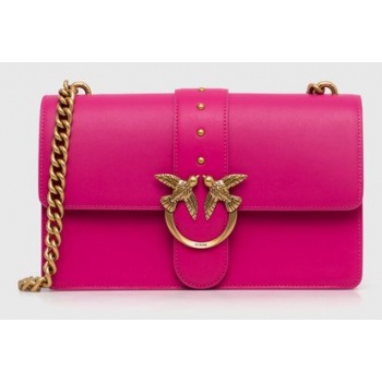 δερμάτινη τσάντα pinko χρώμα ροζ
