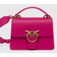 δερμάτινη τσάντα pinko χρώμα: μοβ 100% φυσικό δέρμα