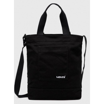 τσάντα levi`s χρώμα μαύρο 100% βαμβάκι