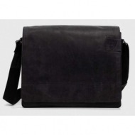 δερμάτινη τσάντα strellson χρώμα: μαύρο 100% φυσικό δέρμα