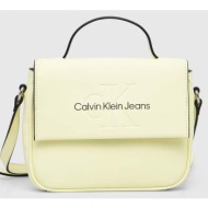 τσάντα calvin klein jeans χρώμα: κίτρινο 100% poliuretan