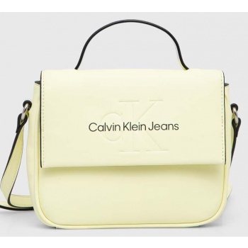 τσάντα calvin klein jeans χρώμα κίτρινο 100% poliuretan