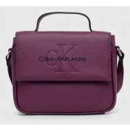 τσάντα calvin klein jeans χρώμα: μοβ 100% poliuretan