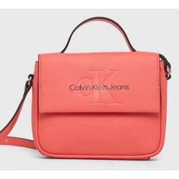 τσάντα calvin klein jeans χρώμα ροζ 100% poliuretan