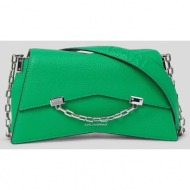 δερμάτινη τσάντα karl lagerfeld χρώμα: πράσινο 98% φυσικό δέρμα, 2% poliuretan