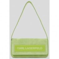 τσάντα σουέτ karl lagerfeld icon k md flap shb suede χρώμα: πράσινο κύριο υλικό: 87% δέρμα βοοειδών,