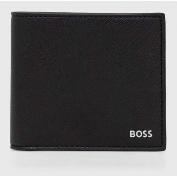 δερμάτινο πορτοφόλι boss ανδρικά, χρώμα μαύρο κύριο υλικό