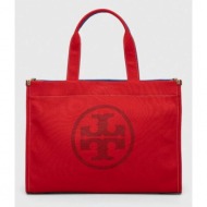 τσάντα tory burch χρώμα: κόκκινο συνθετικό ύφασμα, υφαντικό υλικό