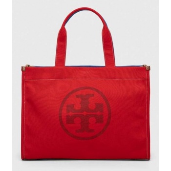 τσάντα tory burch χρώμα κόκκινο συνθετικό ύφασμα, υφαντικό