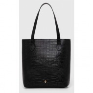 μίνι shopper lilou mini coco jane χρώμα: μαύρο 100% φυσικό δέρμα