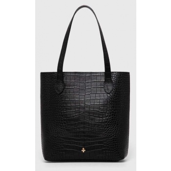 μίνι shopper lilou mini coco jane χρώμα μαύρο 100% φυσικό