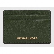 δερμάτινη θήκη για κάρτες michael michael kors χρώμα: πράσινο φυσικό δέρμα