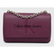 τσάντα calvin klein jeans χρώμα: μοβ