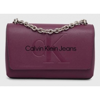 τσάντα calvin klein jeans χρώμα μοβ