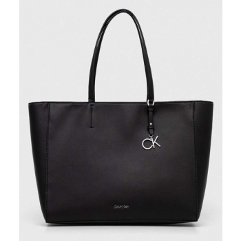 τσάντα calvin klein χρώμα μαύρο 51% πολυεστέρας, 49%