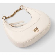 δερμάτινη τσάντα pinko χρώμα: άσπρο φυσικό δέρμα