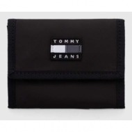 πορτοφόλι tommy jeans χρώμα: μαύρο 100% ανακυκλωμένος πολυεστέρας
