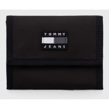 πορτοφόλι tommy jeans χρώμα μαύρο 100% ανακυκλωμένος
