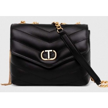 δερμάτινη τσάντα twinset χρώμα μαύρο κύριο υλικό 100%