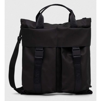 τσάντα rains 14360 tote bags χρώμα μαύρο κύριο υλικό 100%