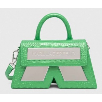 δερμάτινη τσάντα karl lagerfeld χρώμα πράσινο 100% δέρμα