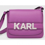 τσάντα karl lagerfeld χρώμα: μοβ 76% ανακυκλωμένο δέρμα, 15% poliuretan, 9% πολυεστέρας