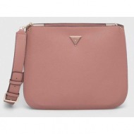 τσάντα guess χρώμα: ροζ 100% pu - πολυουρεθάνη