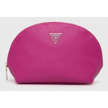 τσάντα καλλυντικών guess χρώμα ροζ κύριο υλικό 100%