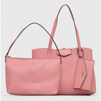 τσάντα δυο όψεων guess χρώμα ροζ