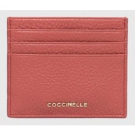 δερμάτινη θήκη για κάρτες coccinelle χρώμα: ροζ φυσικό δέρμα