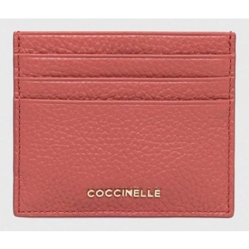 δερμάτινη θήκη για κάρτες coccinelle χρώμα ροζ φυσικό δέρμα