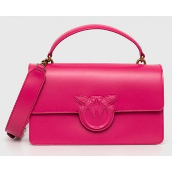 δερμάτινη τσάντα pinko χρώμα ροζ φυσικό δέρμα