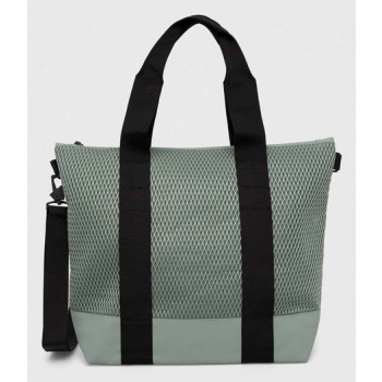 τσάντα rains 14170 tote bags χρώμα πράσινο κύριο υλικό