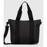 τσάντα rains 14180 tote bags χρώμα: μαύρο 100% πολυεστέρας με επίστρωση πολυουρεθάνης