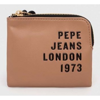 πορτοφόλι pepe jeans χρώμα μπεζ υλικό 1 100%