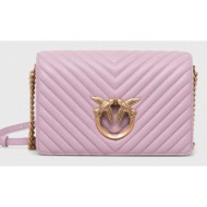 δερμάτινη τσάντα pinko χρώμα: ροζ 100% φυσικό δέρμα