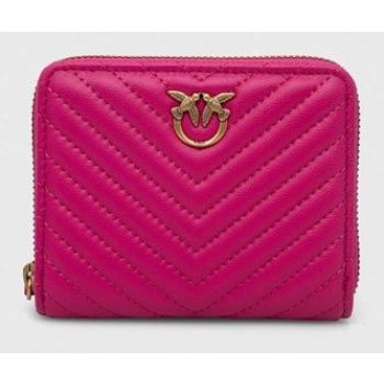 δερμάτινο πορτοφόλι pinko γυναικεία, χρώμα ροζ