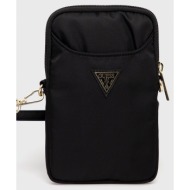 τσάντα guess χρώμα: μαύρο υφαντικό υλικό