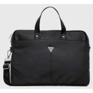 τσάντα φορητού υπολογιστή guess torba na laptopa 16` χρώμα: μαύρο 100% συνθετικό ύφασμα