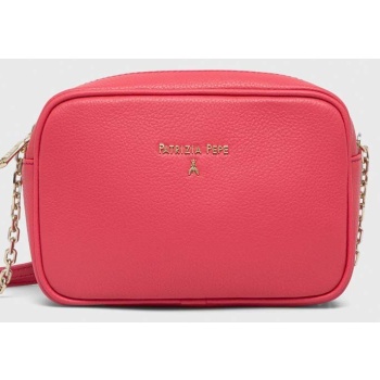 δερμάτινη τσάντα patrizia pepe χρώμα ροζ κύριο υλικό 100%