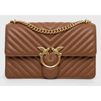 δερμάτινη τσάντα pinko χρώμα ροζ φυσικό δέρμα