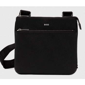 δερμάτινη τσάντα boss χρώμα μαύρο κύριο υλικό 100% φυσικό