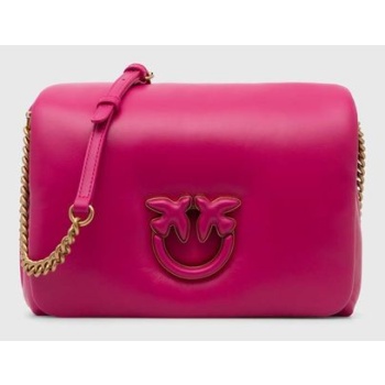δερμάτινη τσάντα pinko χρώμα ροζ