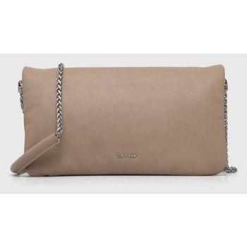 τσάντα calvin klein χρώμα μπεζ 51% ανακυκλωμένος