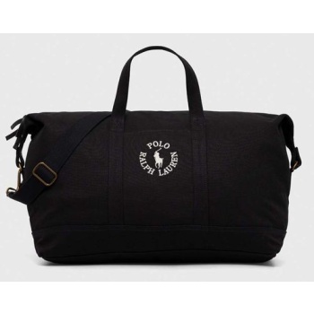τσάντα polo ralph lauren χρώμα μαύρο 100% βαμβάκι