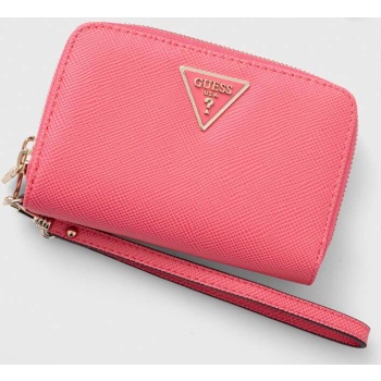 πορτοφόλι και ζώνη guess χρώμα ροζ κύριο υλικό 100%