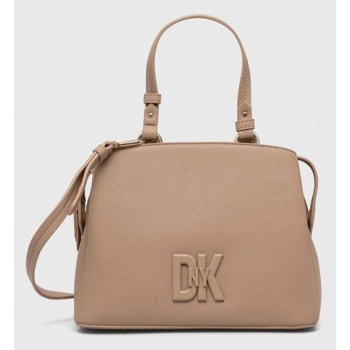 δερμάτινη τσάντα dkny χρώμα μπεζ κύριο υλικό 100% δέρμα