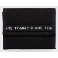 πορτοφόλι tommy jeans χρώμα: μαύρο 100% νάιλον