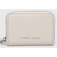 πορτοφόλι tommy jeans χρώμα: μπεζ 100% poliuretan